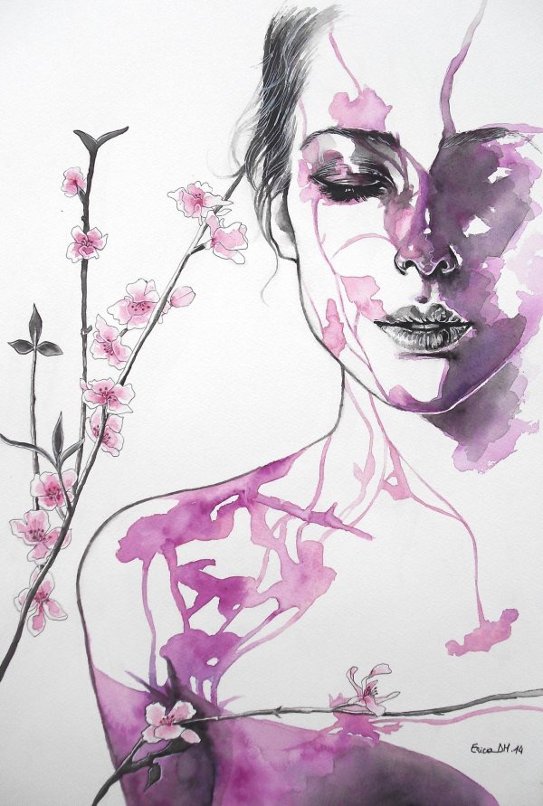 Акварель девушка