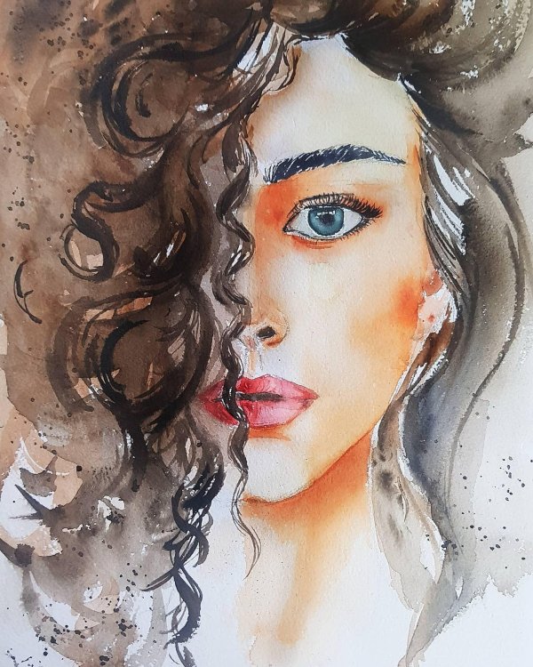 Акварель девушка