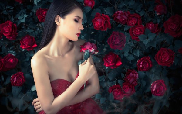 Девушка и розы