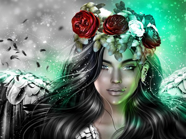 Девушка и розы