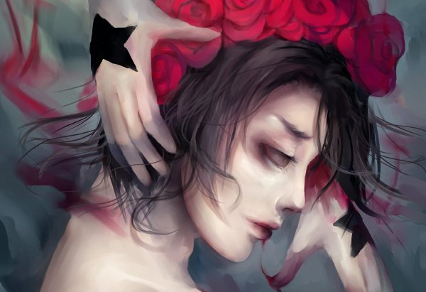 Девушка и розы