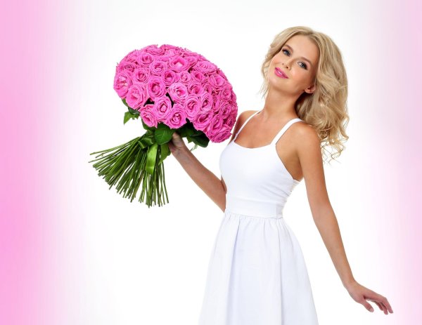 девушка цветами