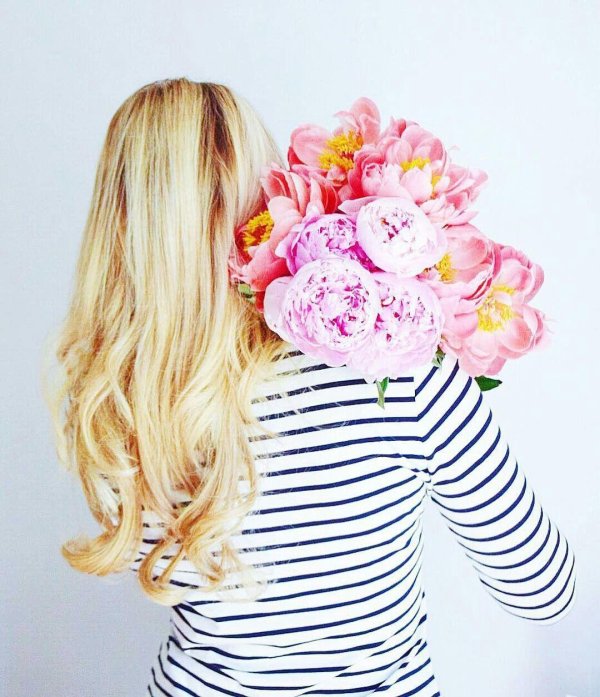 цветы девушка