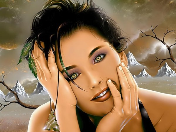 Девушка подмигивает глазом