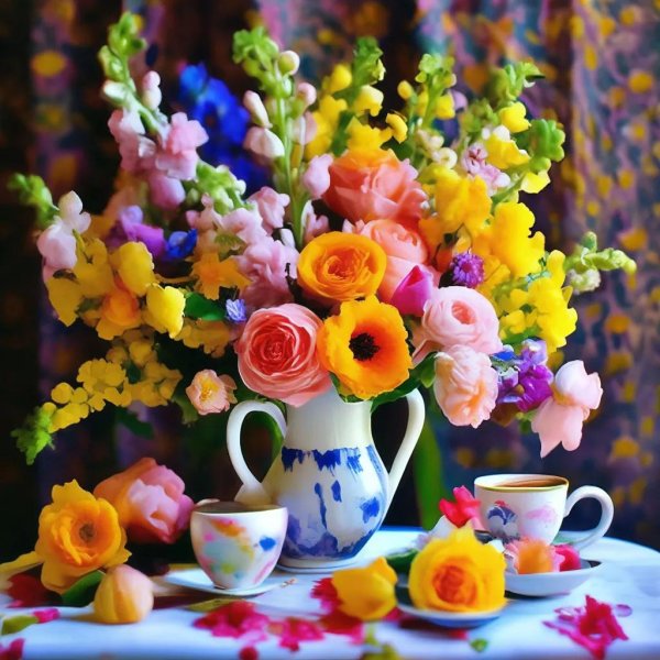 утренние цветы