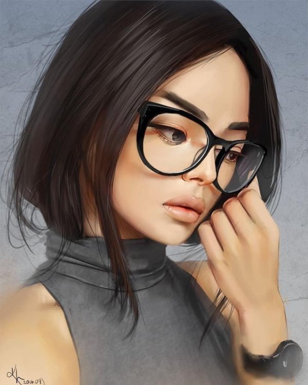 Девушка с очками