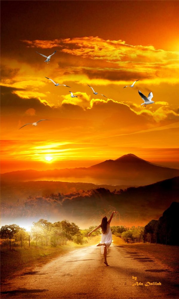 Рассвет и девушка