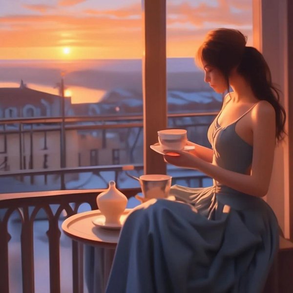 Рассвет и девушка