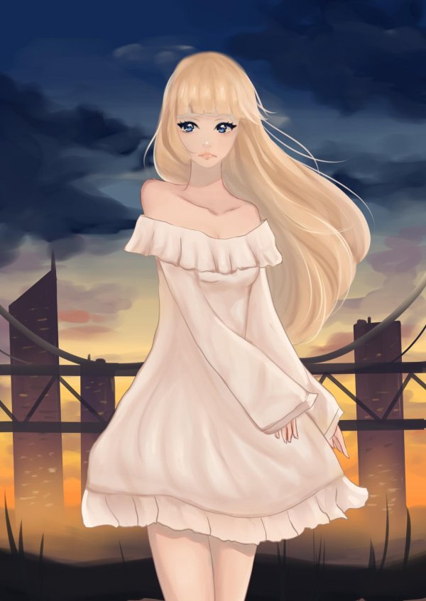 Аниме девушка блондинка