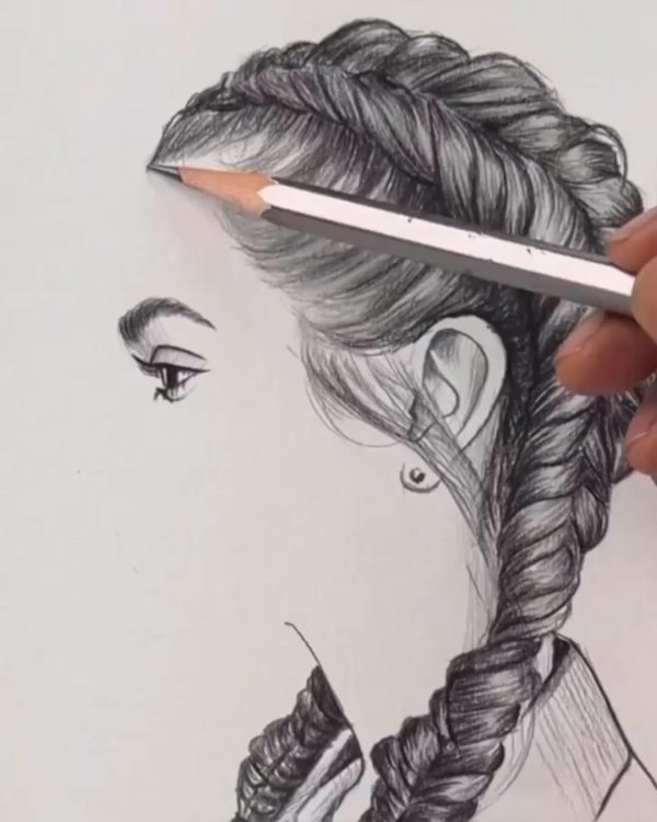 С девушками нарисованные карандашом