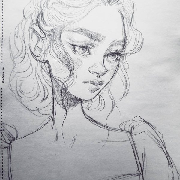 С девушками нарисованные карандашом