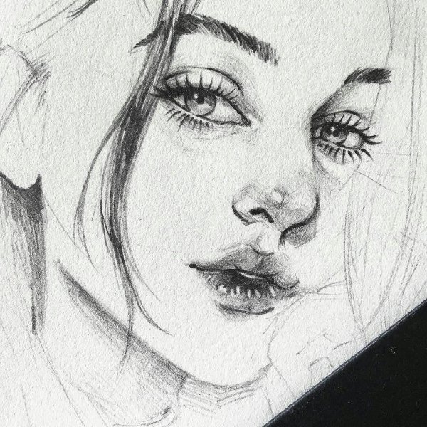 С девушками нарисованные карандашом