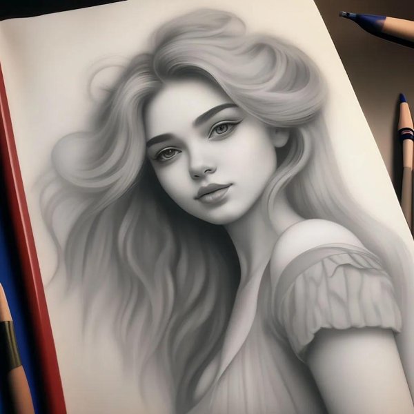 С девушками нарисованные карандашом