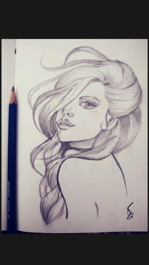 С девушками нарисованные карандашом