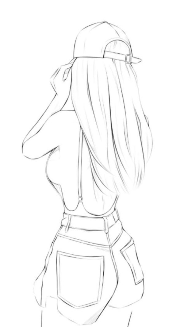 С девушками нарисованные карандашом