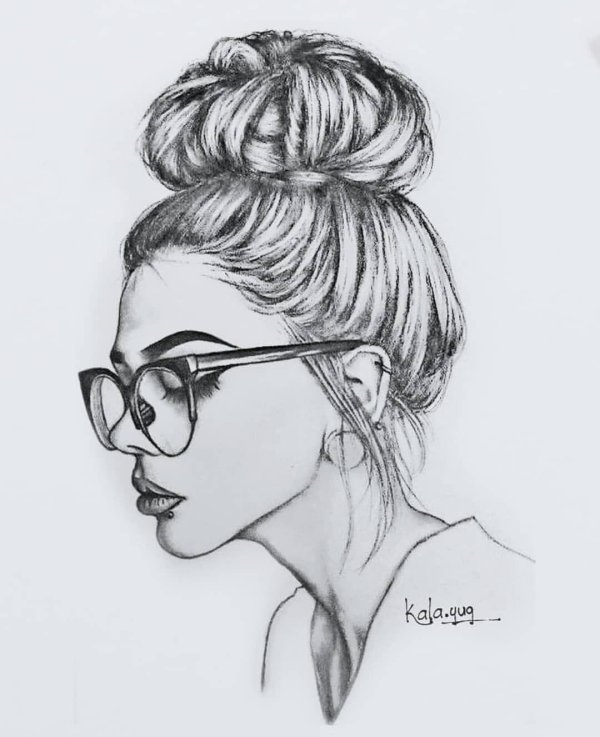 С девушками нарисованные карандашом