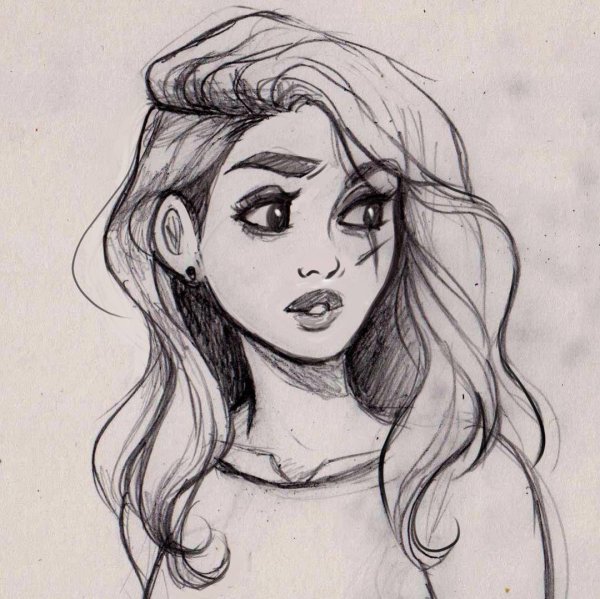 С девушками нарисованные карандашом