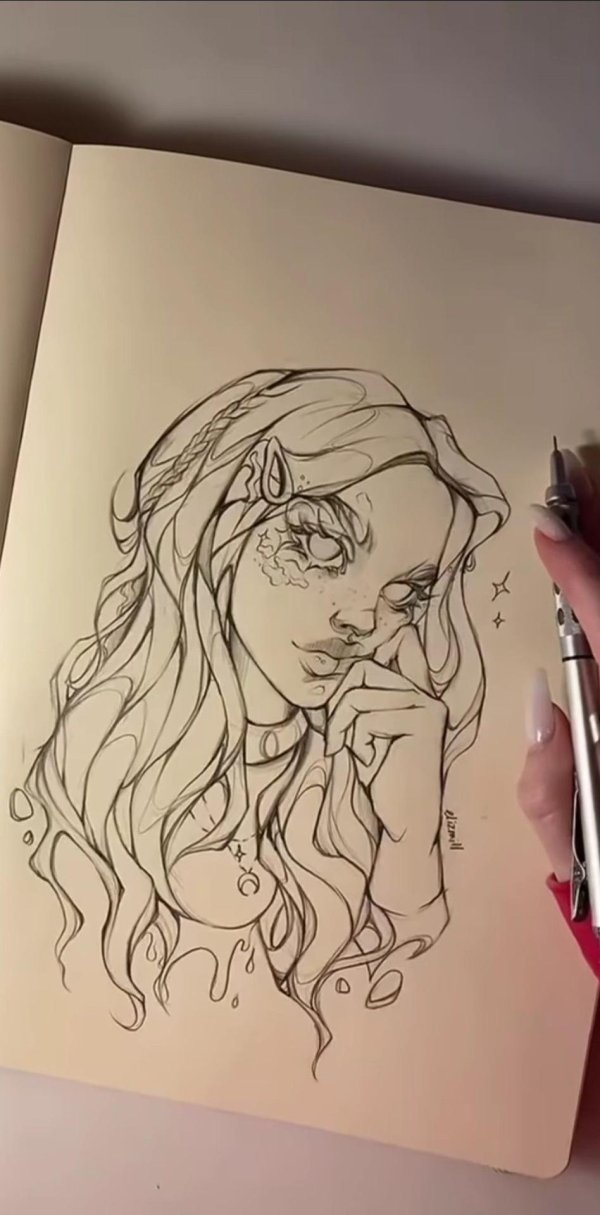 С девушками нарисованные карандашом