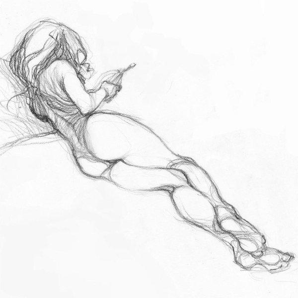 С девушками нарисованные карандашом