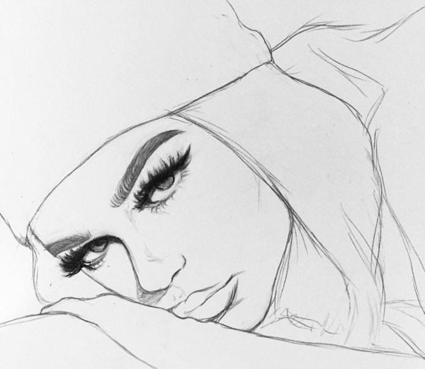 С девушками нарисованные карандашом