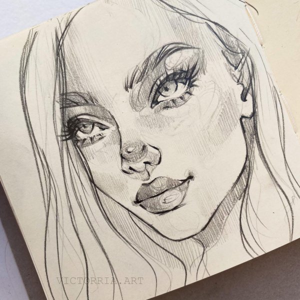 С девушками нарисованные карандашом