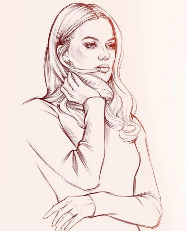 С девушками нарисованные карандашом