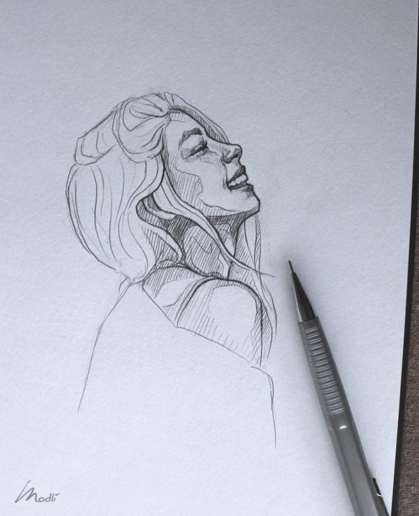 С девушками нарисованные карандашом