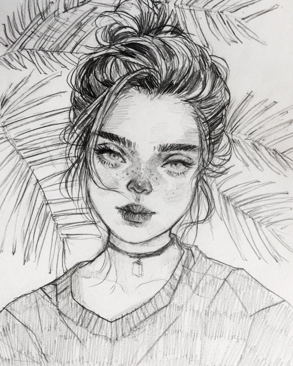 С девушками нарисованные карандашом