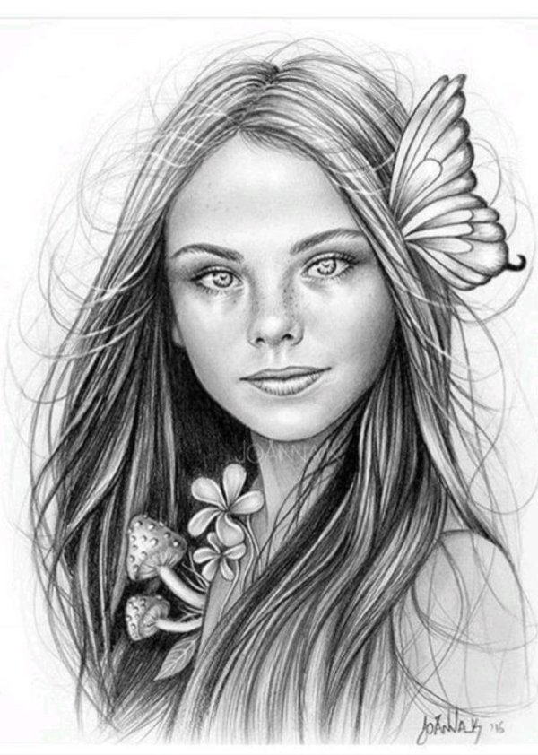 С девушками нарисованные карандашом