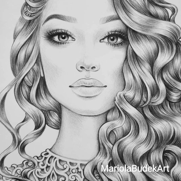 С девушками нарисованные карандашом