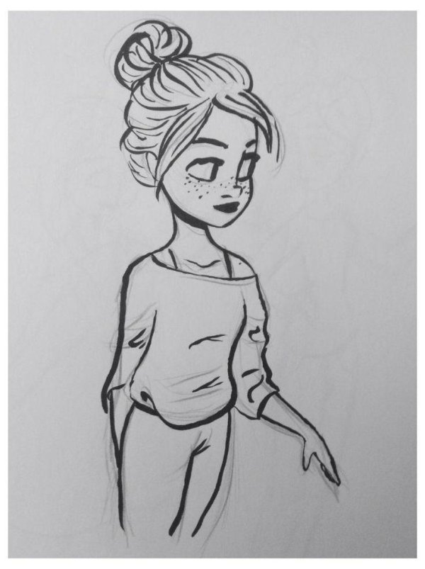 С девушками нарисованные карандашом