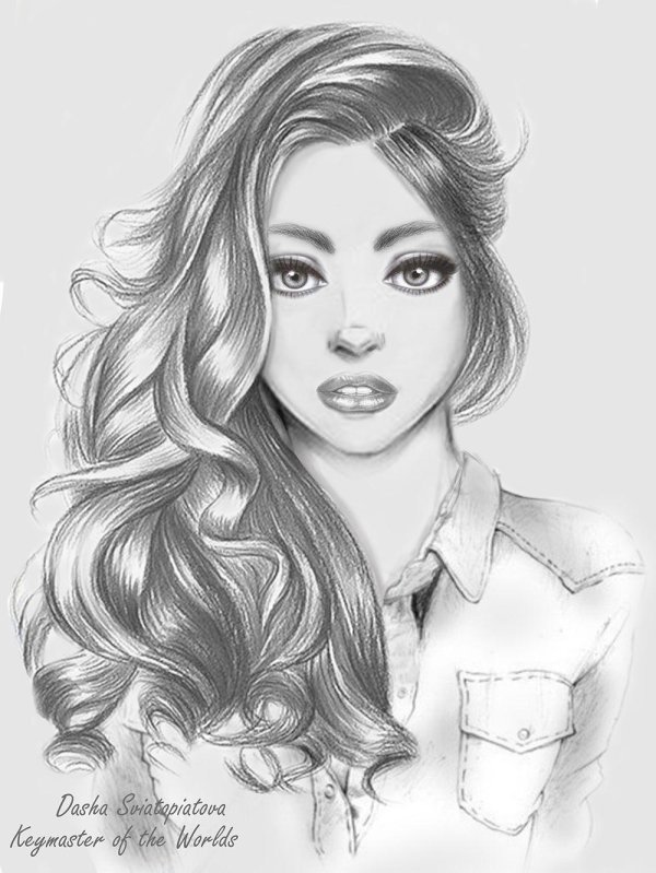 С девушками нарисованные карандашом