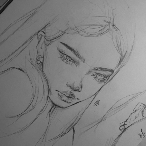 С девушками нарисованные карандашом