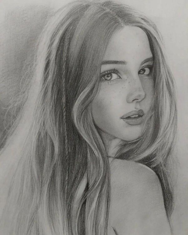 С девушками нарисованные карандашом