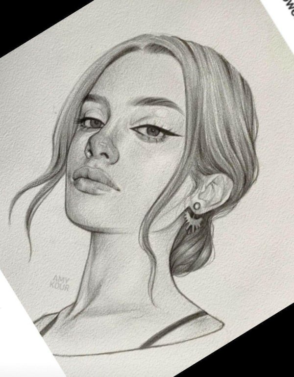 С девушками нарисованные карандашом