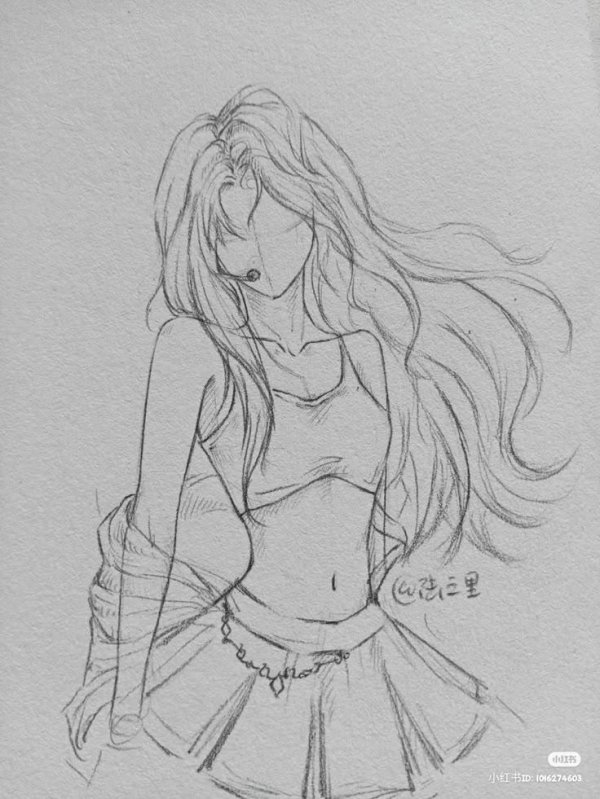 С девушками нарисованные карандашом