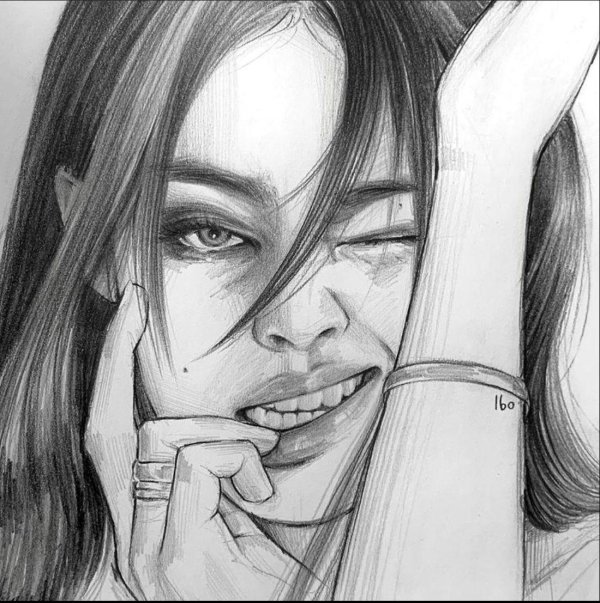 С девушками нарисованные карандашом