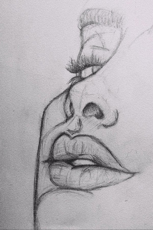 С девушками нарисованные карандашом