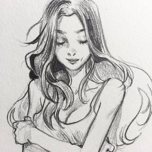 С девушками нарисованные карандашом