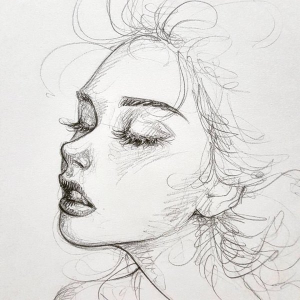 С девушками нарисованные карандашом