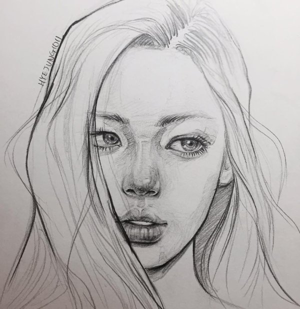 С девушками нарисованные карандашом