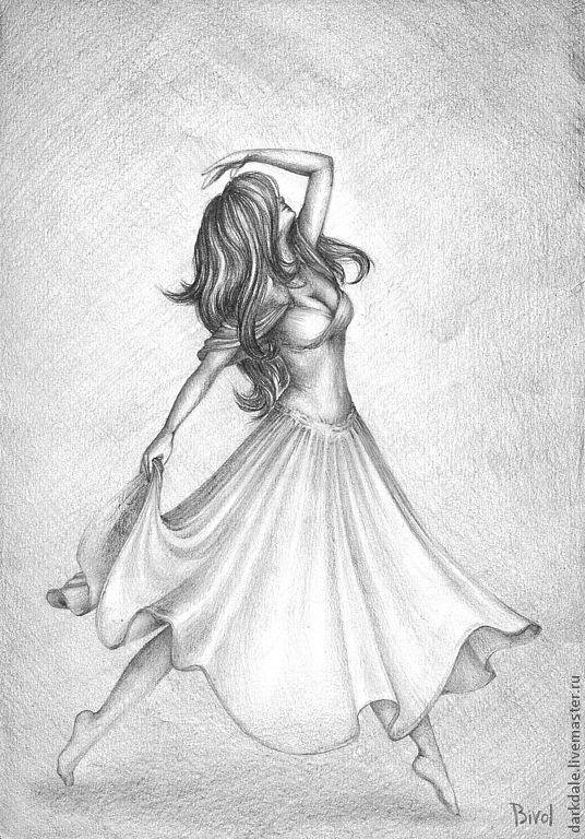 С девушками нарисованные карандашом