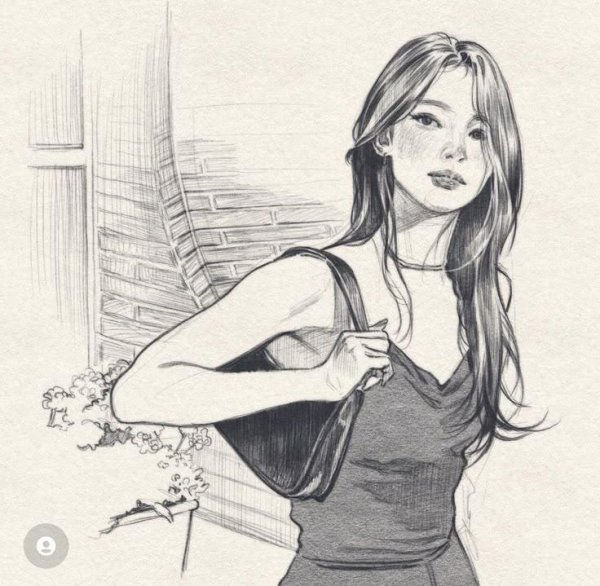 С девушками нарисованные карандашом