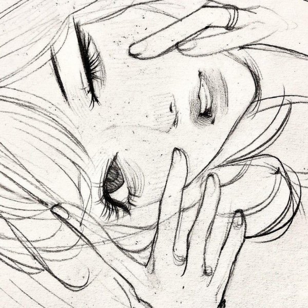 С девушками нарисованные карандашом