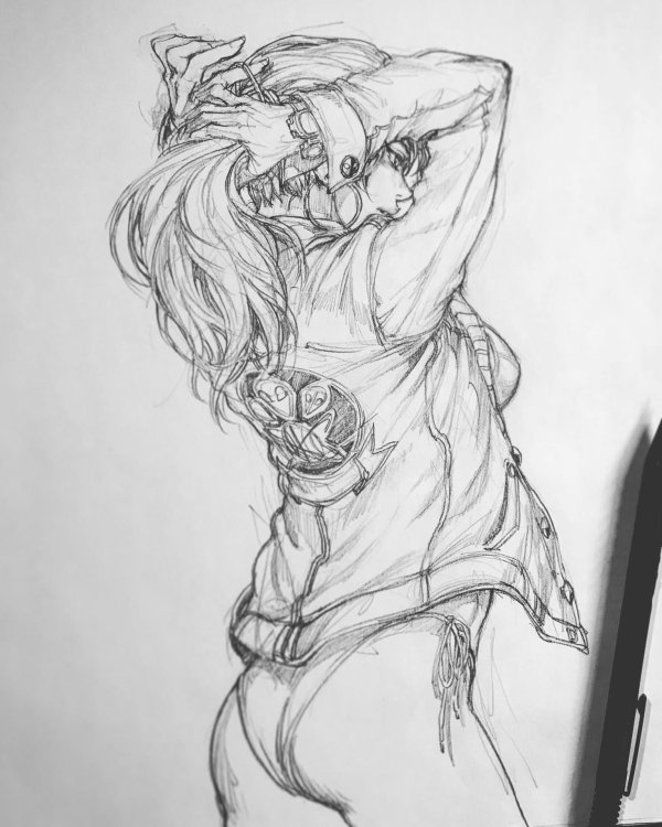 С девушками нарисованные карандашом