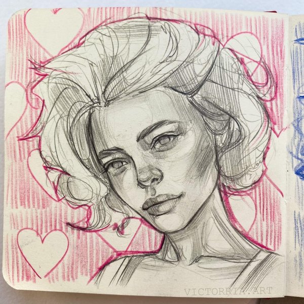 С девушками нарисованные карандашом