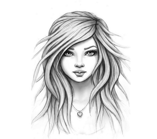 С девушками нарисованные карандашом