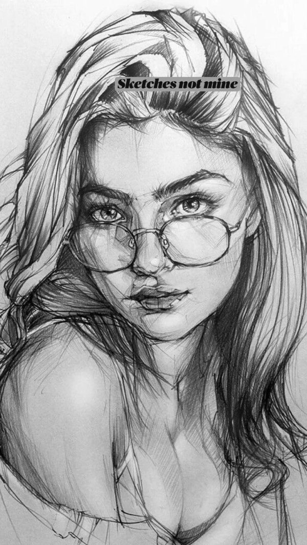 С девушками нарисованные карандашом