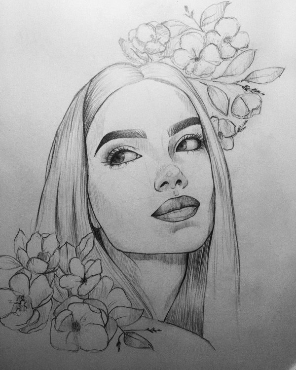 С девушками нарисованные карандашом