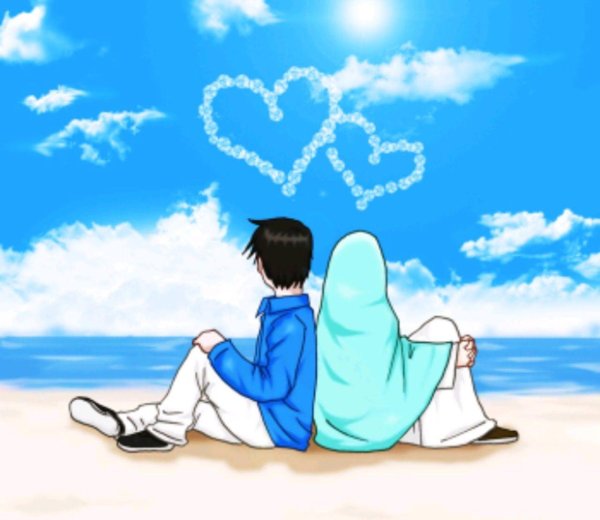 Мусульманская девушка с парнем